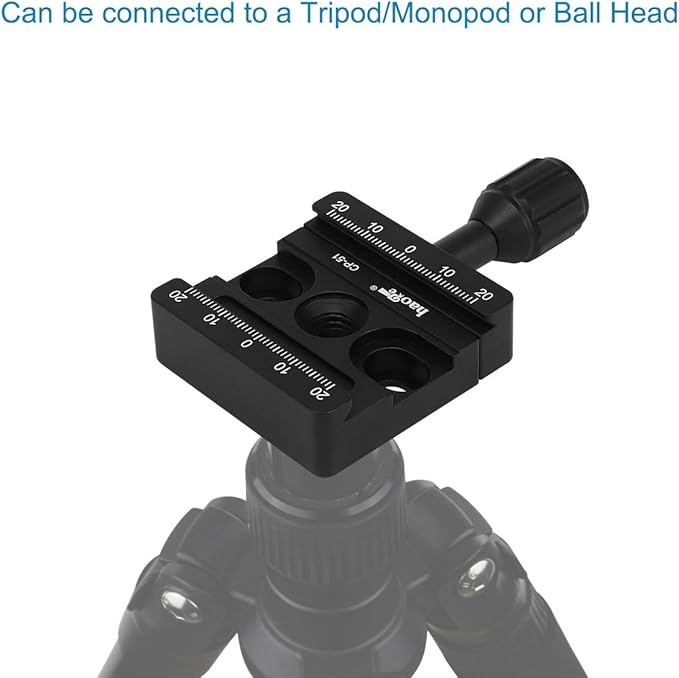 Haoge CP-51L 50mm Screw Knob Clamp Adapter Mount with Long Arm for Quick Release QR Plate Camera Tripod Ballhead Monopod Ball Head Fit Arca Swiss