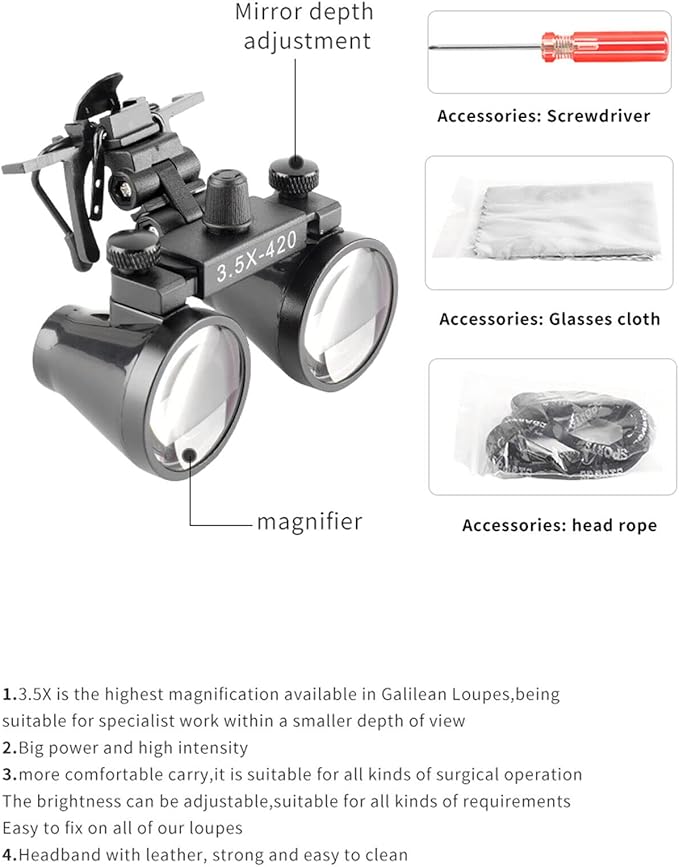 SGOE 3.5X Binocular Loupe with Metal Clip - Magnifying Loupe for Glasses
