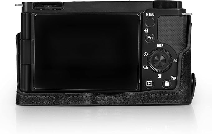 MegaGear Ever Ready Genuine Leather Camera Half Case Compatible with Sony ZV-E10 (Black)