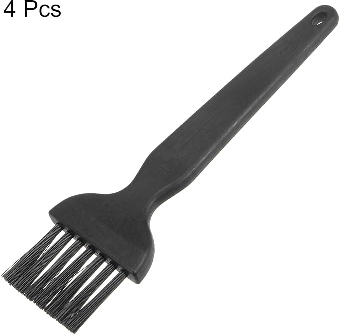 uxcell 4 Pcs Anti Static ESD Brush Plastic Handle Nylon Lab Cleaning Brushes for Electronics Keyboard PCB BGA Repair Soldering, 25x31mm Bristles