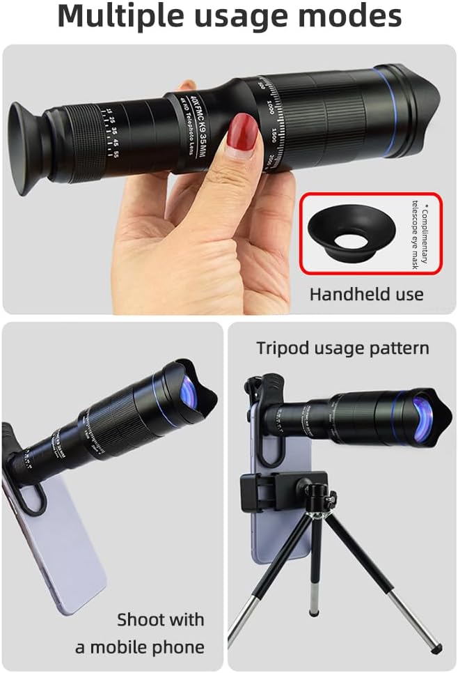 40X Mobile Phone Telephoto Lens Kit, Telephoto Phone Lens for Hiking Camping Wildlife Observation Moon Sports Game Concert Watching, Compatible with Most Smartphone, Bok7 Prism for Crisp Image