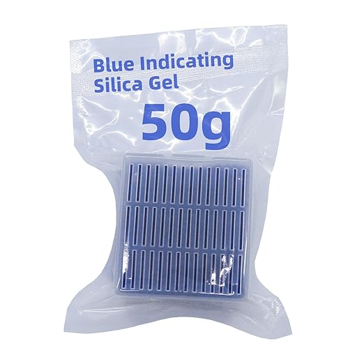 Blue Indicating Silica Gel Beads 1 Packs 50 Gram Desiccant Functional Hard Plastic Canister Dehumidifier Moisture Absorb Box Dryer for Camera Microscopes Telescopes