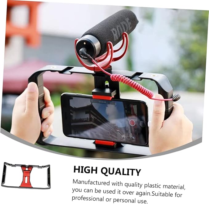 Smartphone Radio Rig Handheld Camera Holder for Filmmaking Vlogging and Live Streaming Portable Phone Bracket Compatible with Smartphones for and Black Red