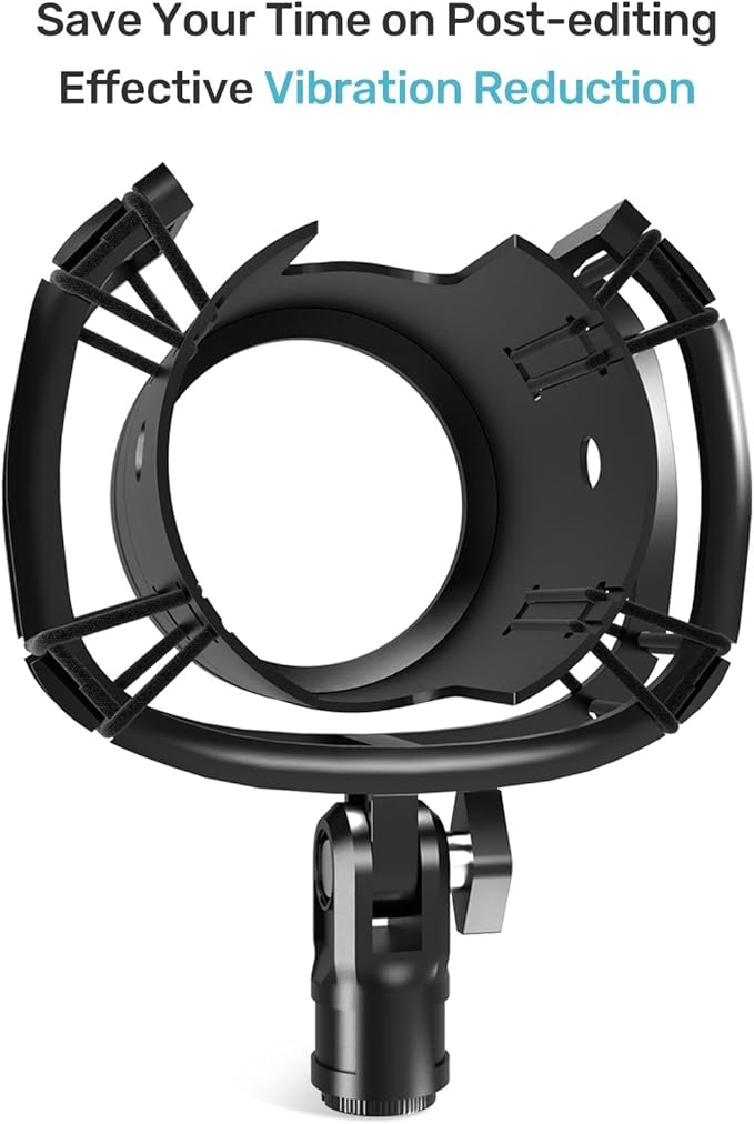 Custom Built for Blue Yeti Shock Mount with Pop Filter, 2026 Upgrade Anti-Vibration Suspension Elastic Shock Mount Holder Clip Mics Stand with Screw Adapter Compatible with Yeti Microphone