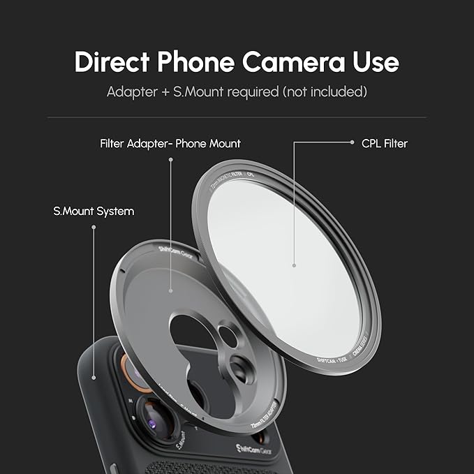 ShiftCam 72mm Magnetic CPL Filter – Rotating Polarizer for Glare & Reflection Control –Richer Color & Clearer Detail – Pro Photo & Video for iPhone & Android – Compaitble with LensUltra