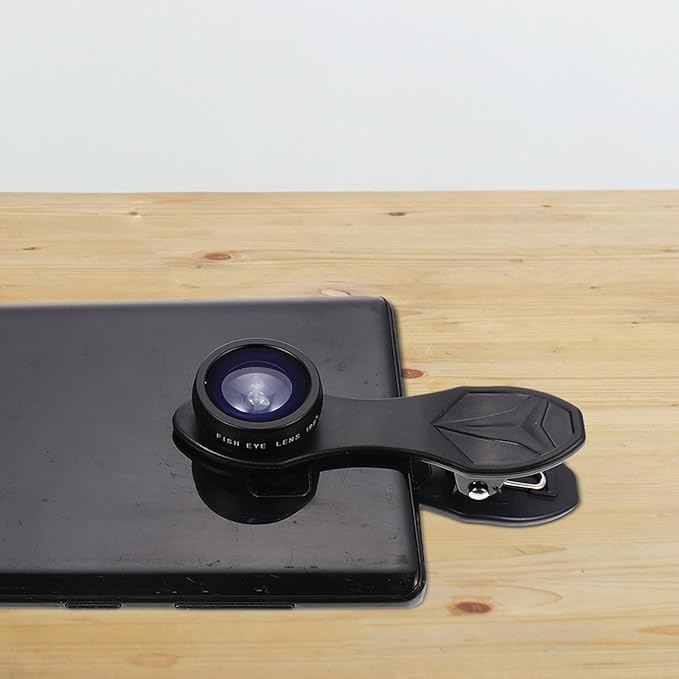 Kisangel 10-in-1 Multifunctional Clip-on Phone Camera Lens Kit, Wide Angle and Macro Lenses Compatible with Smartphones, Black External Mobile Phone Lens Set for Photography Enthusiasts