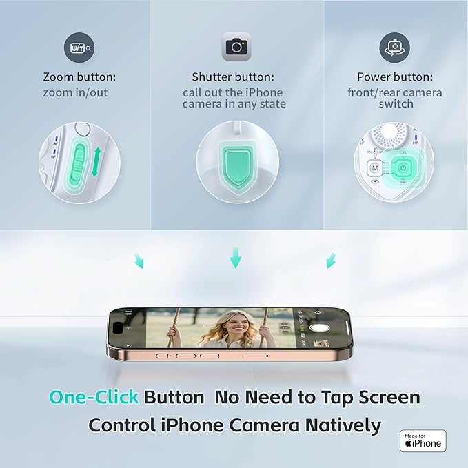 COMITOK MOGO Only for iPhone, Gimbal Stabilizer for iPhone, [MFi Certified] Phone Gimbal with 360 Degree Face Tracking for Video Recording, NFC Pair and Magnetic Mount for iPhone 17 Pro Max