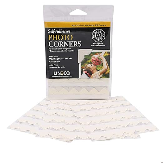Lineco, Self Adhesive Photo Corners, Archival Quality Acid-Free, 0.5 Inch, Color Ivory (Pack of 252, Set of 1)