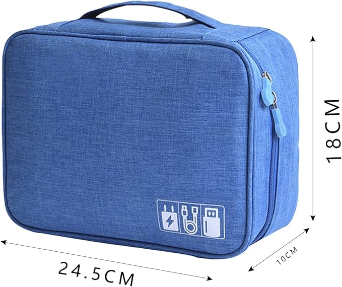 Electronic Accessories Organizer, Portable Travel Cable Storage Bag Tech Pouch with Adjustable Compartments Water-Resistant Handbag for Smart Device Cords Chargers Hard Drives Gadgets