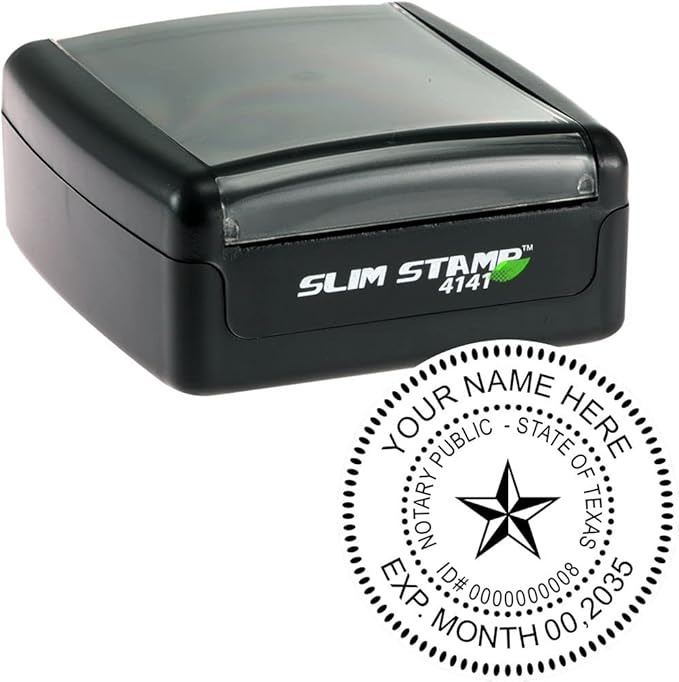 Texas Notary Public Supplies Package Kit Includes: Notary Acknowledgement Stamp, Notary Journal and a Round Notary Stamp - Compact and Portable Stamps, 5 Ink Colors