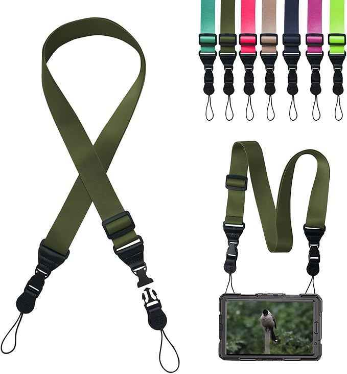Adjustable Shoulder Strap:Comfortable iPad Strap Nylon Neck Lanyard for iPad/Samsung Tablet Case,Camera Binocular Crossbody Laptop Luggage Bag(Army Green)