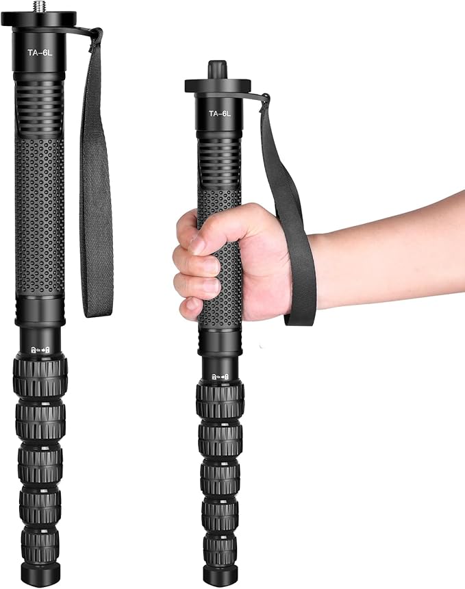 TONYBOO 68.5” Monopod for Camera,Φ32mm 6-Section Aluminum Camera Monopod Stand, with Wrist Strap, Rubber Grip, Twist Locks, Compatible with Photography DSLR Camera Mirrorless, Max Load 33 lbs - TA-6L