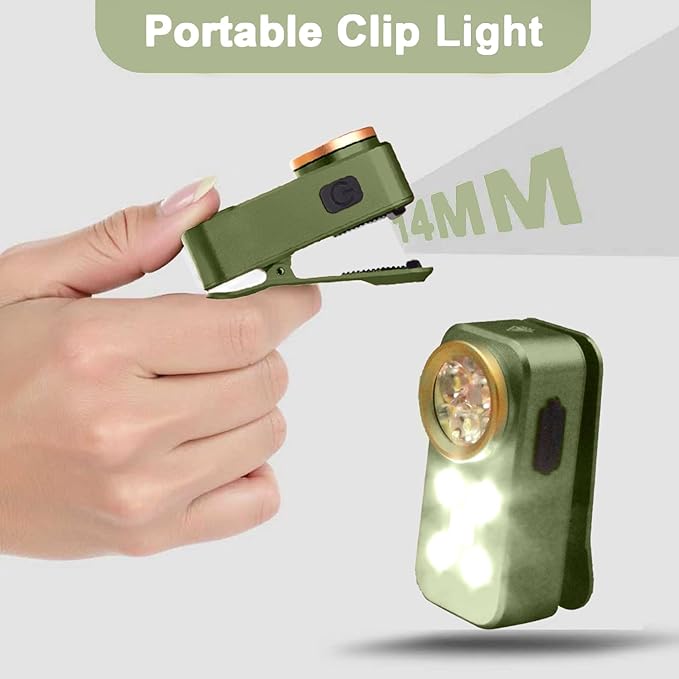 Rechargeable EDC Flashlight, Mini LED Flashights, 500 Lumens Portable Clip EDC Light, Pocket Flashlights, Magnetic Small Keychain Flashlight for Signaling, Camping, Emergency (Green)