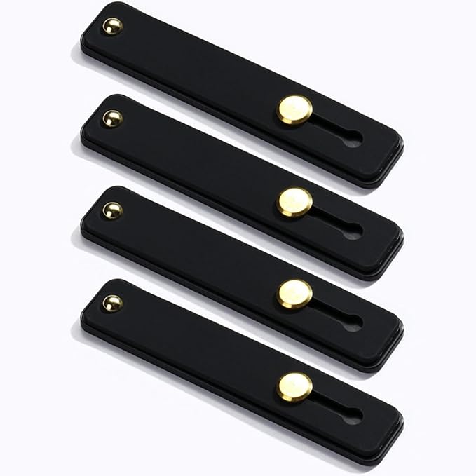 TENOC Phone Grip 4 Pieces Black Universal Sticky Finger Strap Holder for Smartphone or Cell Phone Case
