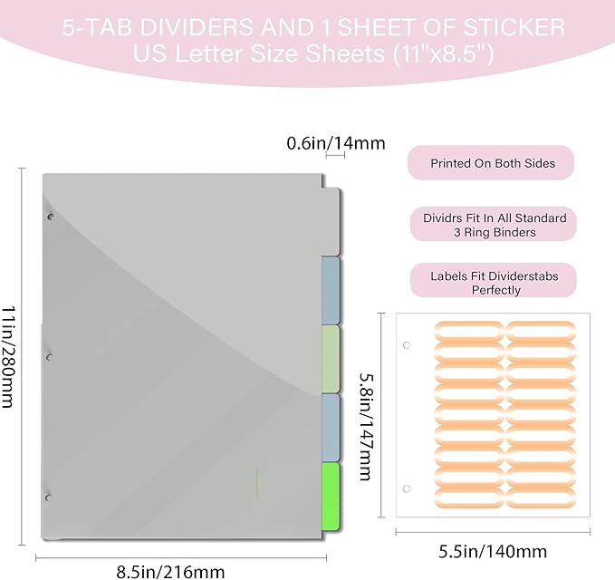 Etzul 3 Ring Binder 1 inch with Clipboard - Pink Polka Dot Design, Includes Dividers, File Bag & Spine Label - Fun and Functional for School or Office, Holographic Waterproof Film