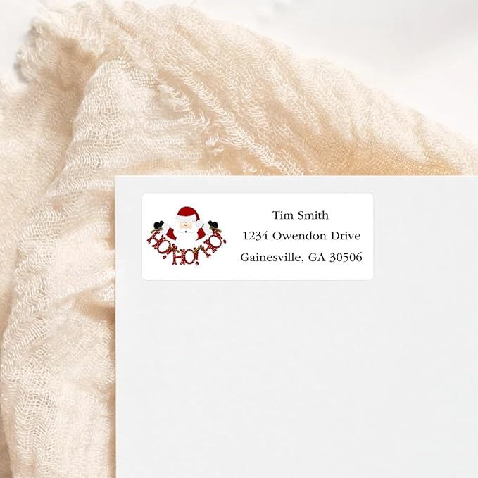 Address Labels Personalized Return Address Labels Christmas 2.6" x 1" Custom Mailing Label for Envelopes (30-1200) Customized Self Adhesive Stickers Printable Mail Envelope Adress Label, White