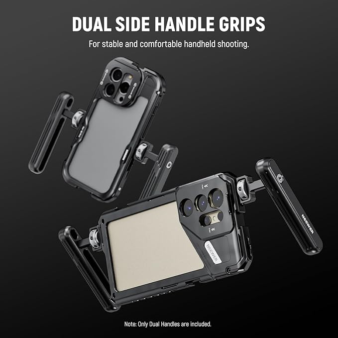 Neewer 2 Pack Rotatable Side Handle/Top Handle Only for iPhone 16 15 Pro Max Samsung S24 S23 Phone Cages, 1/4" Screw & Anti Twist Pin for Phone Stabilizer Video Rig Video Recording Filming, PA027