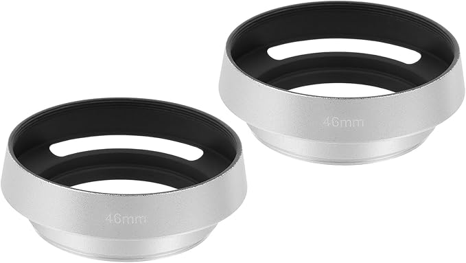 PATIKIL 2 Pcs 46mm Lens Hood, Universal Metal Hollow Curved Screw-in Vented Lens Hoods for Fujifilm for Pentax, Silver