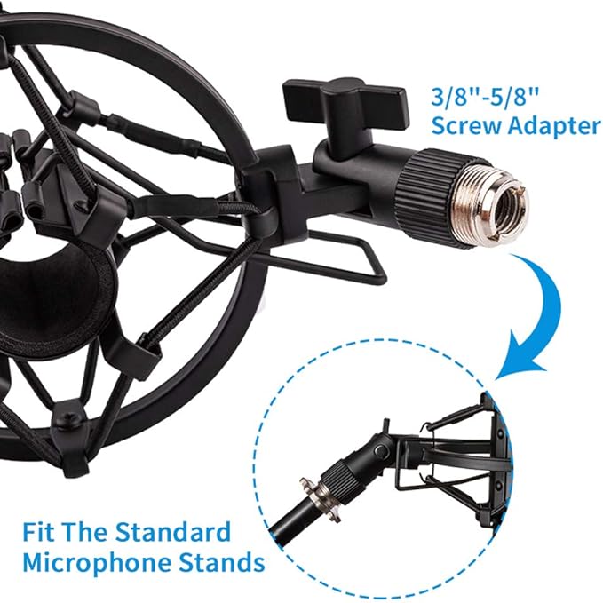 Microphone Shock Mount Holder Clip Mic Anti-Vibration for 22mm-26mm Diameter Dynamic Mic Like Shure SM58 58S SM57 PAG48 Sennheiser E835 E845 AKG D5S Samson Q7 Q8 Behringer Xm8500