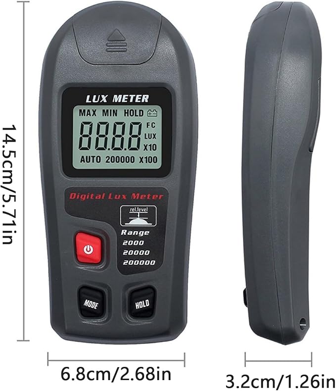 Light Meter - Digital LCD Screen Camera Light Meter, Handheld Par Illuminance Tester, Accurate Measurement Tool, Durable Compact Design | Lights Meters for Photography Grow Plants Lighting