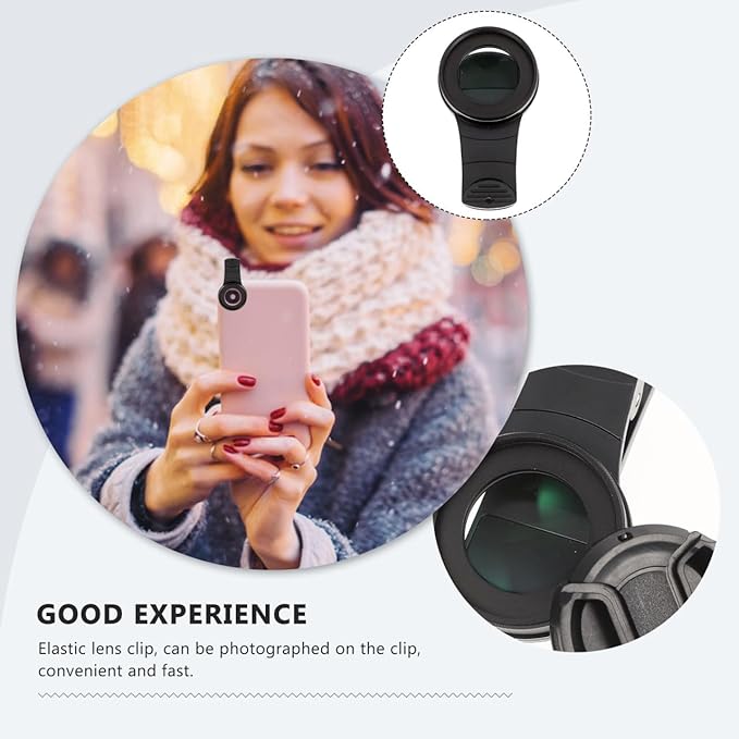 Phone Camera Magnifier : 37mm 15X Macro Lens for Phone Camera Clip-on Magnifying for Close-up Photography (Black)