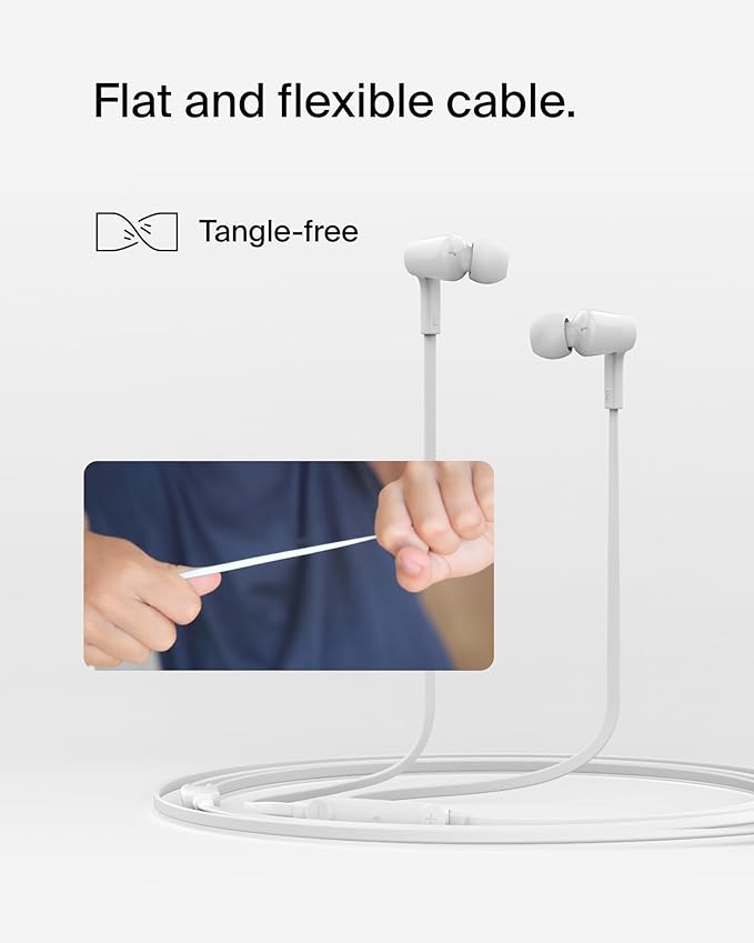 Belkin SoundForm Wired Earbuds with USB-C Connector, in-Ear Earphones w/Microphone - USB-C Headphones for iPhone 17, iPhone 16, iPad mini, Galaxy S25, Google Pixel 9, Android, and More - White
