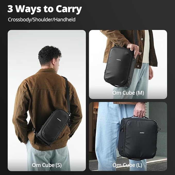 AMBITFUL Water-Resistant Camera Insert Case,with DIY Dividers, Removable Shoulder Strap, Padded Camera Bag for DSLR SLR Mirrorless, Compatible with Canon Nikon Sony, Black(Om Cube-S)