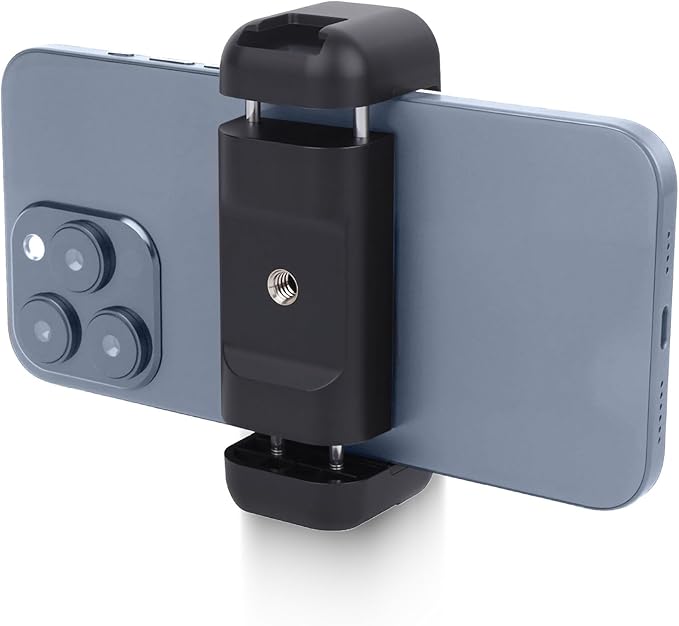 Phone Tripod Mount with Cold Shoes, Universal Cell Phone Tripod Mount Adapter, Smartphone Holder Adapter with 1/4 inch Screw, Phone Holder Clip Connector Head for Monopod Selfie Stick Flexible（812001）