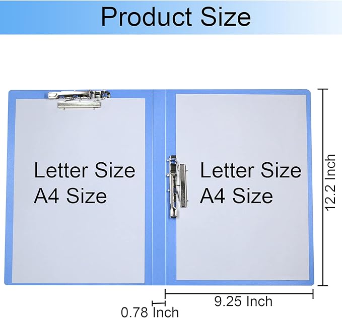 Acocony Punchless Binder with 2 Clamp Letter Size Punchless Clamp Binder 8.5 x 11 Report Covers Plastic Blue Pack of 6