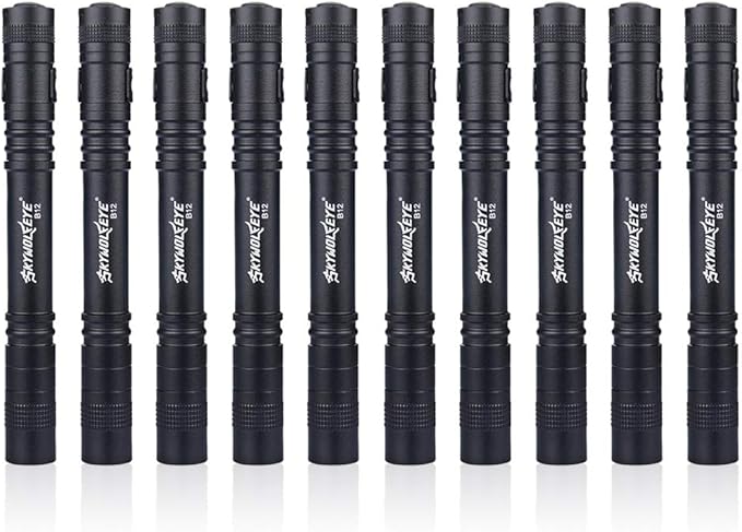 10 Pcs Led Medical Penlight Flashlights, Pen Flashlight Black Small Mini Poacket Flashlight with Clip with 3 Modes, LED Compact Penlight Waterproof