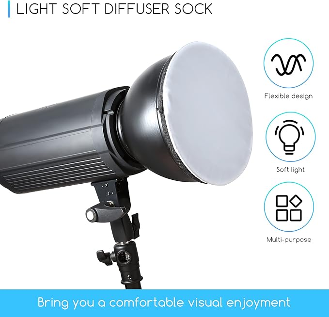 4 Pieces Diffuser Lamp Sock Soft Cover 7 Inches/ 18 cm Standard Cloth Diffuser Light Sock Lampshade Reflector Lamp for Strobe Flash Light Speedlite(White)