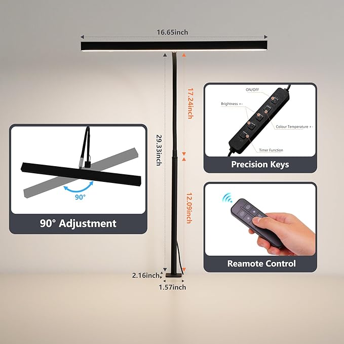 LED Desk Lamp for Office Home, Adjustable Flexible Eye-Caring Desk Light with,5 Modes 10 Brightness Adjustment, USB Adapter Desk Lamp with Clamp-T-B
