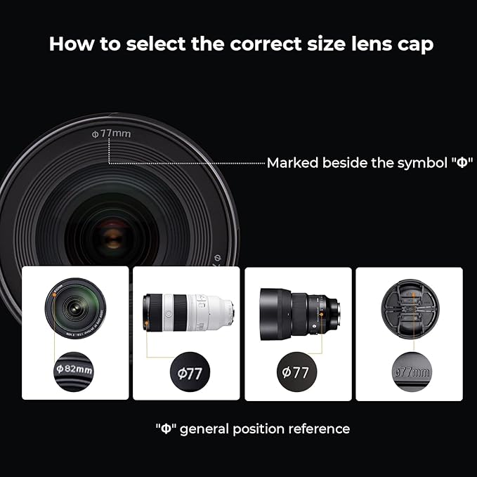 K&F Concept 40.5mm Lens Cap, 9-in-1 Center Pinch Lens Cover + Anti-Loss Keeper Leash + Microfiber Cleaning Cloth Kits Compatible with Nikon, Canon, Sony, Fujifilm Camera Lenses