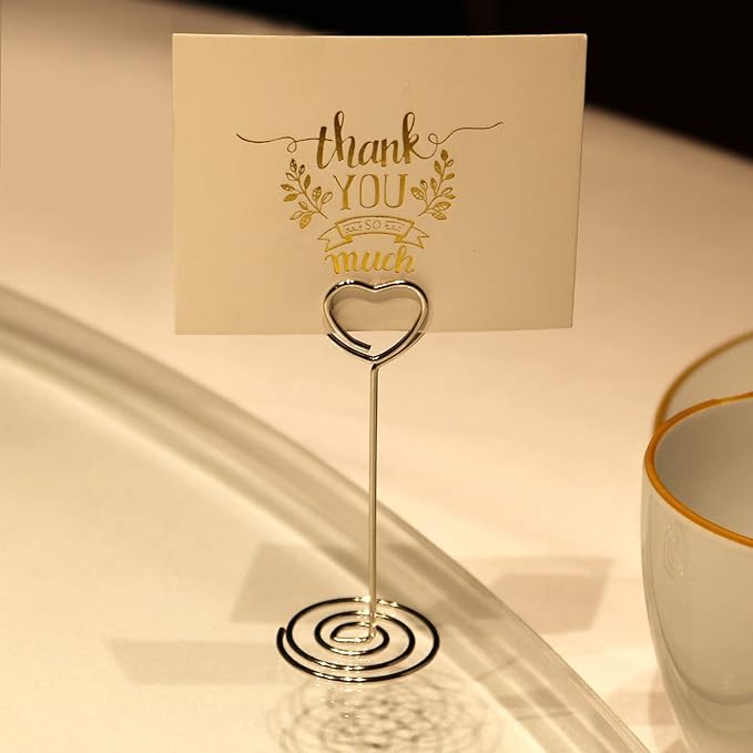 Wedding Table Numbers Holder – YQBOOM 20 Pack 3.35 inch Name Card Holder Place Card Holder Photo Holder Clips Note Photo Picture Memo Stand – Silver