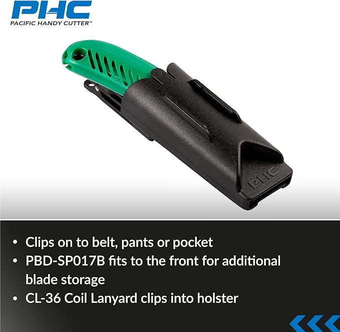 Pacific Handy Cutter UKH423 Plastic Swivel Holster for S5, S4 and S4S, Clips on Belts, Pants and Pockets, Safety Holster for Box Cutters and Utility Knives, Black (New A41005-7)