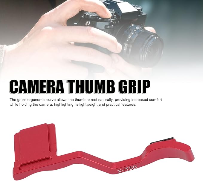 Yunir X T50 Thumb Up Grip for Fuji X T50 Camera Only,Aluminum Alloy Metal Thumb Grip with Hot Shoe Cover Protector Thumb Rest Support Holder,Not Affect The Use of XT50 Camera Buttons (Red)