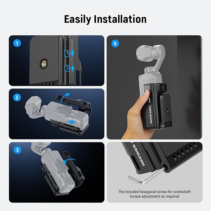 NEEWER Basics Magnetic Holder Compatible with DJI Osmo Pocket 3 Creator Combo Accessories, Expansion Adapter with 1/4" Screw Hole, Battery Grip Bracket Fill Light M21, AC024