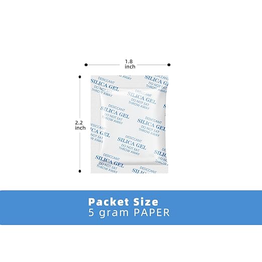 5 Gram [100 Packets] Silica Gel Packets Silica Gel Desiccants, Silica Gel Packs - Rechargeable (Food Safe) Silica Gel Packets, Silica Packets