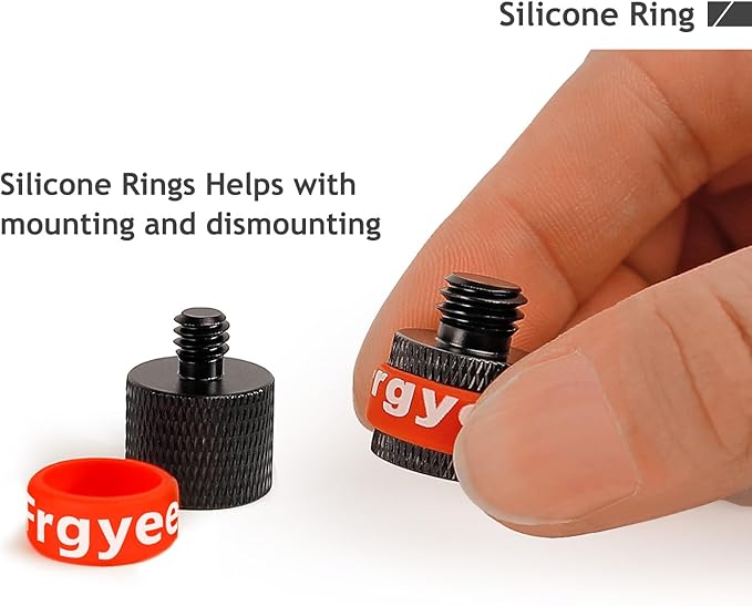 1/4 to 3/8 Camera Screw Adapter 1/4" Male to 3/8" Female and 3/8" Male to 1/4" Tripod Screw Adapter with Personalised Silicone Ring for Camera Monitor, Tripod, Mic Stand Mount 4 Pcs