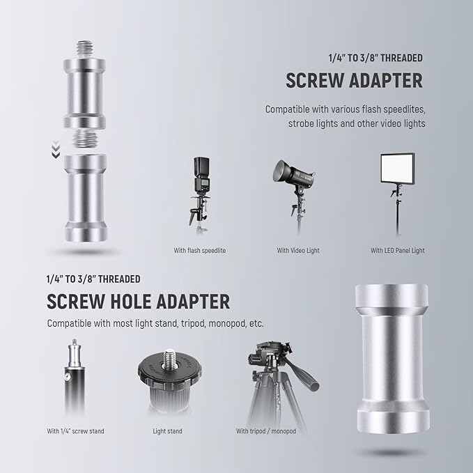 NEEWER Camera Flash Bracket H-Type Mount with Umbrella Softbox Holder, 180° Swivel Adjustable Metal Light Stand Adapter with 1/4" to 3/8" Screw Adapter for Speedlite LED Lamp Light Stand Tripod