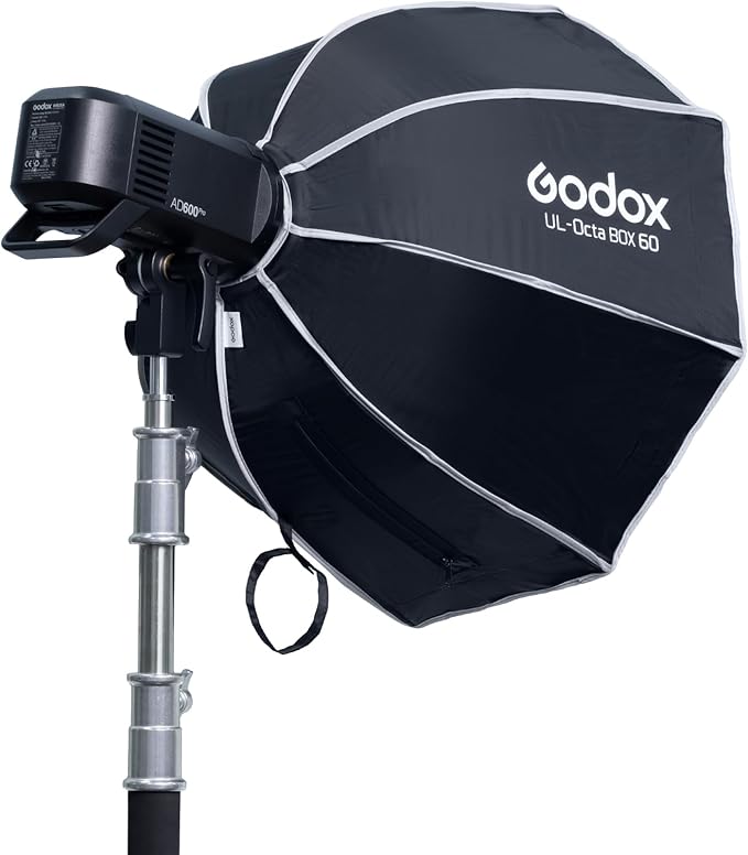 Godox 23.6" Octagonal Softbox with Bowens Mount, Octa-60 60cm Octa Portable Foldable Quick Release Soft Box with Grid, Diffuser for Godox/SMALLRIG/Neewer/Aputure