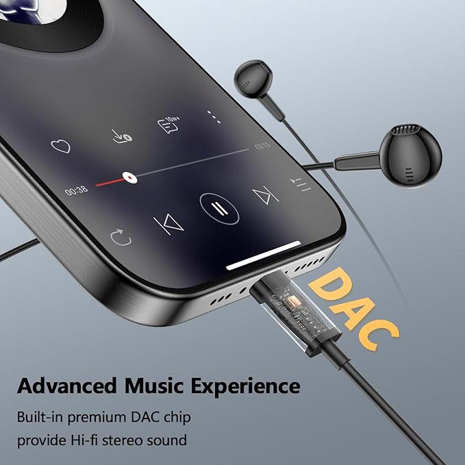 iMangoo for Apple/Android Wired Headphones USB C Earbuds HiFi Sound Earphones with DAC Chip with Microphone for iPhone 17 Air 16 15 Pro Max, Type C Ear Buds USBC Headset for Samsung S26 S25 S24 Black
