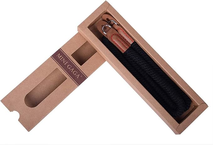 MINI GAGA Vintage Handmade Leather Rope Camera Neck Strap for Micro Single and DSLR Camera Short Black
