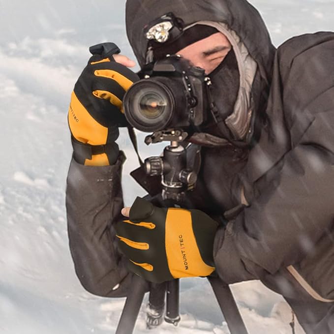 MOUNT TEC Men's Flexible Ideal for Ice Fishing,Photography,Hunting Gloves with 3M Thinsulate Waterproof Windproof Touchscreen Gloves
