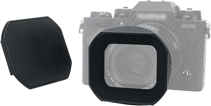 JJC Metal Square Lens Hood for Fujifilm Fuji Fujinon XF 23mm F1.4 R LM WR & XF 33mm F1.4 R LM WR Lens Replaces Fuji LH-XF23 II/LH-XF23-2 Lens Hood with a Hood Cap on X-T4 X-T3 X-Pro3 X-Pro2 Camera