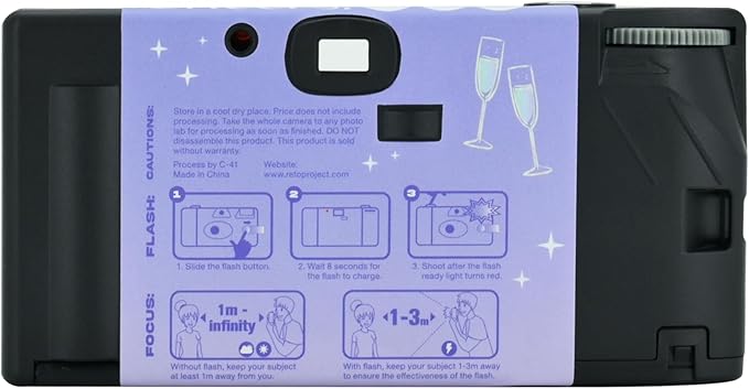 Retocolor Cheers 35mm Disposable Film Camera 27EXP, ISO400, Color Negative Film, Focus Free, Easy to Use, Built in Flash, Single Use (Film and Battery Included) (Cheers)