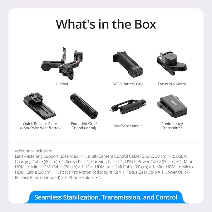 DJI RS 4 Pro Combo, 3-Axis Gimbal Stabilizer for DSLR & Cinema Cameras, Native Vertical Shooting, 4.5kg/10lbs Payload, Image Transmitter & Focus Pro Motor, Condenser Shotgun Microphone