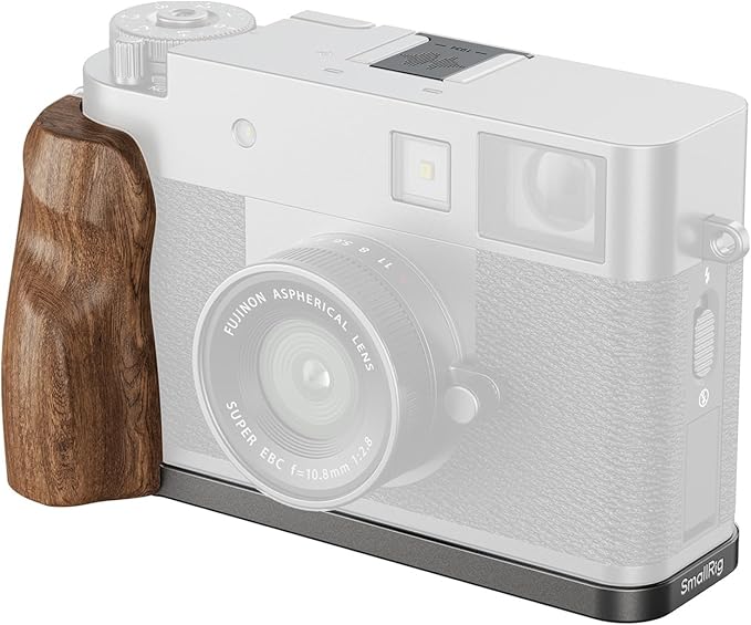 SMALLRIG X Half Wooden L-Shaped Mount Plate for FUJIFILM, L Plate with Ergonomic Wood Side Handle, Includes Hot Shoe Cover (Charcoal Silver) - 5394