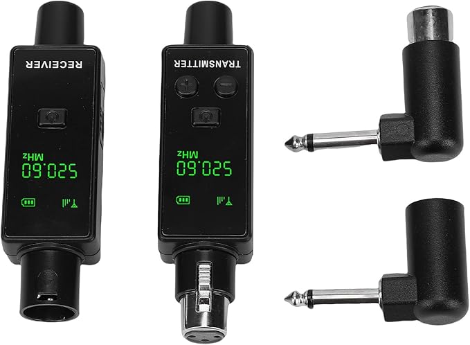 Bewinner 2.4GHz Wireless Microphone System, XLR Transmitter & Receiver, 24Bit/48kHz, Plug & Play Wireless Mic Adapter for Camera, PA, Mixer, Studio, Live Streaming (1 for 1)
