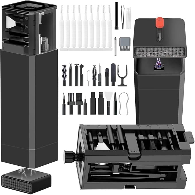 Cell Phone Cleaning Kit, iPhone Cleaning Kit for Charging Port Cleaner Keyboard Cleaning Kit for Airpods/Android/USB C/Earbuds/Laptop/iPad/Camera Lens with Stylus Pen (Black Brush Refill)